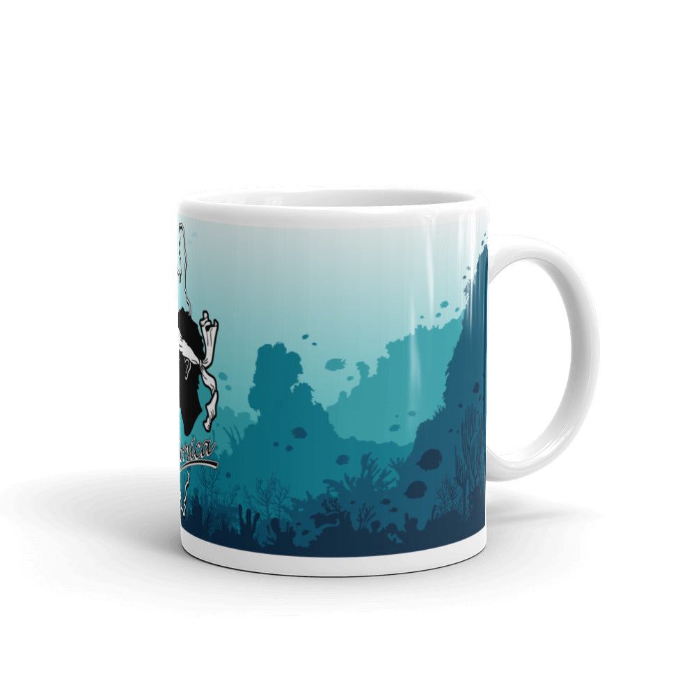 Mug Blanc Brillant Fonds Marins Corse & Tête de Maure - Ochju Ochju 11 oz Ochju Mug Blanc Brillant Fonds Marins Corse & Tête de Maure