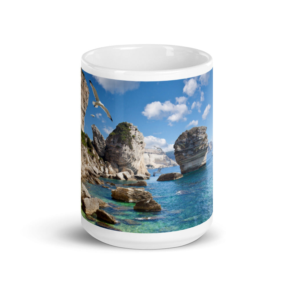 Mug Blanc Brillant Bonifacio, Corsica