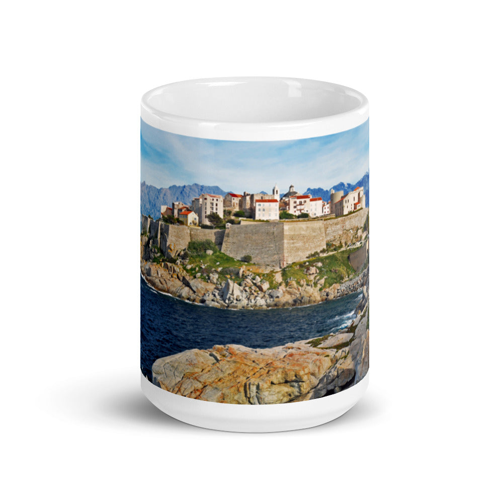 Mug Blanc Brillant Calvi, Corsica