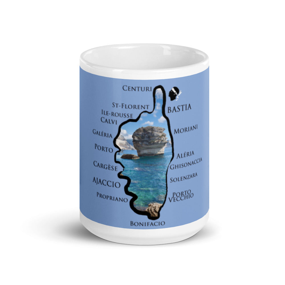 Mug Blanc Brillant Bonifacio Villes de Corse. - Ochju Ochju Ochju Mug Blanc Brillant Bonifacio Villes de Corse.