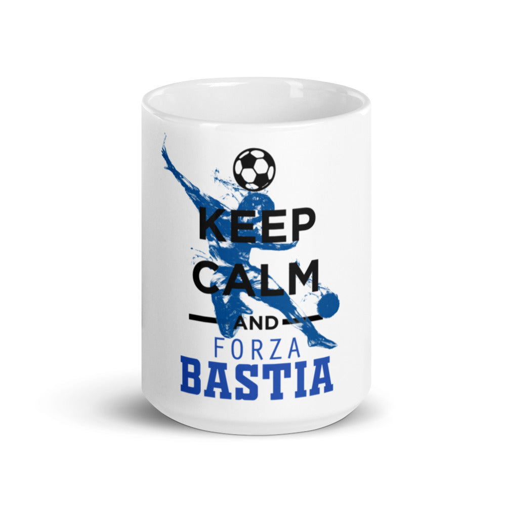 Mug Blanc Brillant Keep Calm and Forza Bastia - Ochju Ochju Ochju Mug Blanc Brillant Keep Calm and Forza Bastia