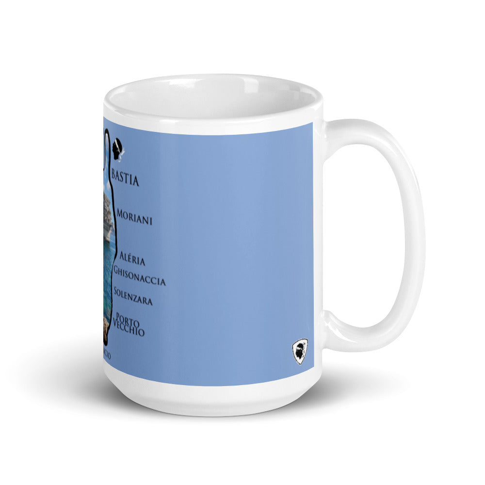 Mug Blanc Brillant Bonifacio Villes de Corse. - Ochju Ochju 15 oz Ochju Mug Blanc Brillant Bonifacio Villes de Corse.