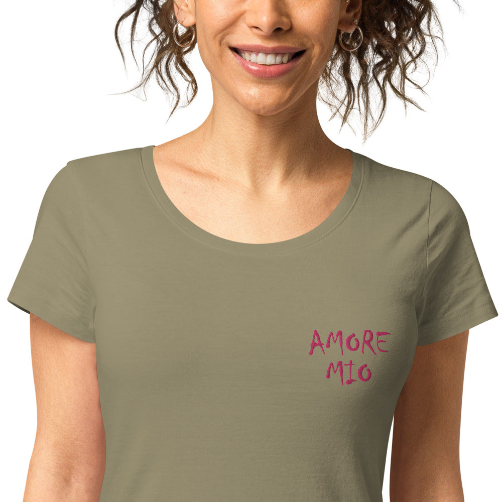 T-shirt Brodé éco-responsable Amore Mio - Ochju Ochju Kaki / S Ochju T-shirt Brodé éco-responsable Amore Mio