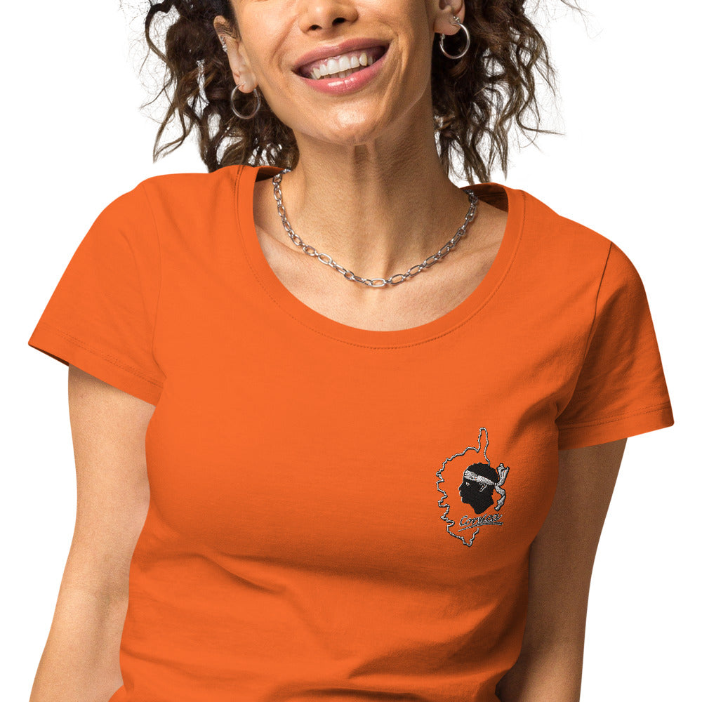 T-shirt Brodé éco-responsable Corse & Tête de Maure - Ochju Ochju Orange / S Ochju T-shirt Brodé éco-responsable Corse & Tête de Maure
