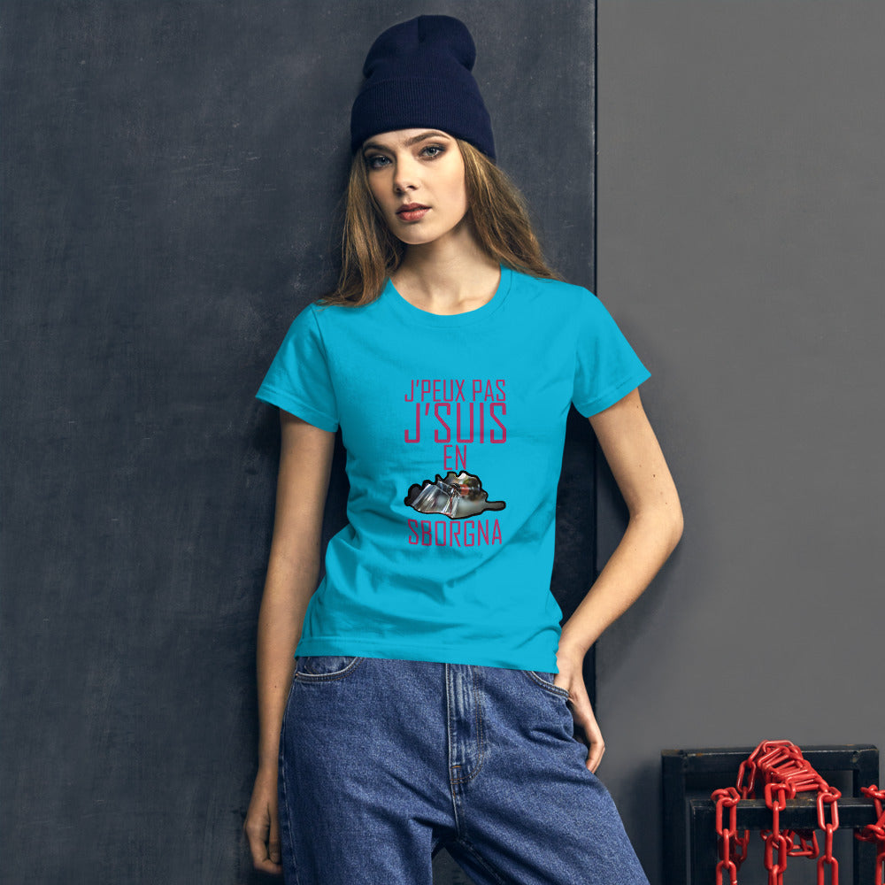 T-shirt Ajusté J'Peux Pas J'Suis en Sborgna - Ochju Ochju Bleu bondi / S Ochju Souvenirs de Corse T-shirt Ajusté J'Peux Pas J'Suis en Sborgna