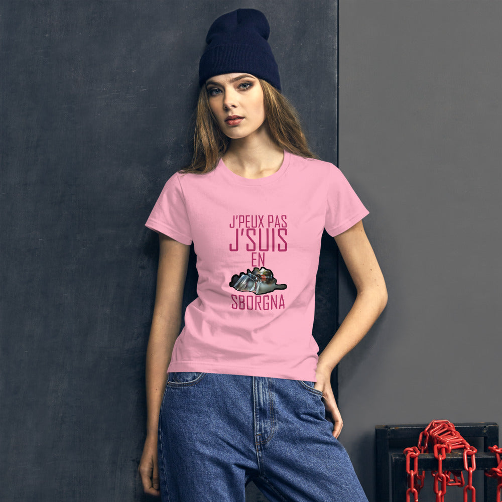 T-shirt Ajusté J'Peux Pas J'Suis en Sborgna - Ochju Ochju Charity Pink / S Ochju Souvenirs de Corse T-shirt Ajusté J'Peux Pas J'Suis en Sborgna