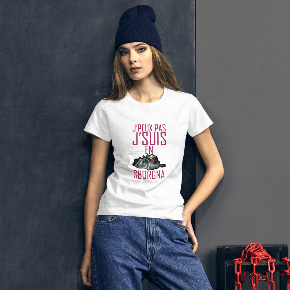 T-shirt Ajusté J'Peux Pas J'Suis en Sborgna - Ochju Ochju Blanc / S Ochju Souvenirs de Corse T-shirt Ajusté J'Peux Pas J'Suis en Sborgna