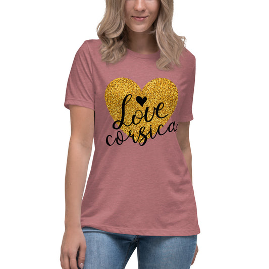 T-shirt Décontracté I Love Corsica - Ochju Ochju Heather Mauve / S Ochju Souvenirs de Corse T-shirt Décontracté I Love Corsica
