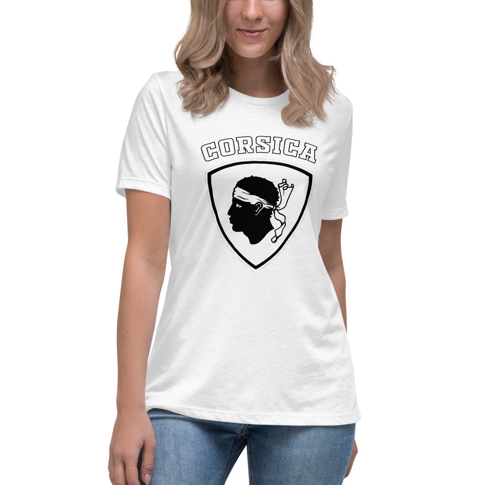 T-shirt Décontracté Blason Tête de Maure - Ochju Ochju Blanc / S Ochju Souvenirs de Corse T-shirt Décontracté Blason Tête de Maure